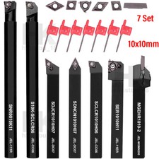 7 Set Lathe Turning Tool Set Holder Boring Bar with Carbide Inserts Cutting Tool