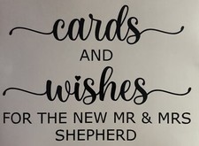 Personalised Cards & Wishes Vinyl Decal Sticker, For Wedding Gift Post Box Sign