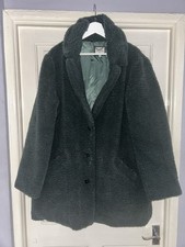 Fat Face, Mylah Teddy Longline Coat , Knee Length, Teal Green, Size 20