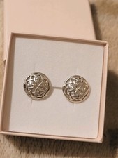 Vintage Kit Heath Sterling Silver Open Dome Celtic Knot  Stud Earrings 2.17g