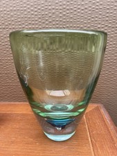 Hand Blown Glass Vase Swedish? Art Glass Vintage 1970s