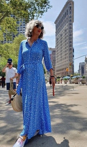 Zara blue white - blue, belted