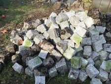 Granite sets/ cobbles Silver Grey Tumbled, irregular but similar sizes 