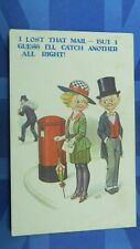 Saucy AE Arthur English Comic Postcard 1920 Red Pillar Post Box I LOST THAT MAIL