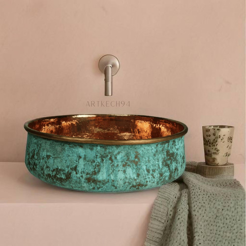 Green patina copper moroccan - green,