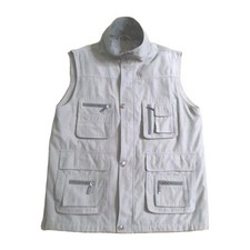 Q.K.M - Fishing Utility Vest - Mens -Beige Gilet Hiking Camping Outdoor - Sz L