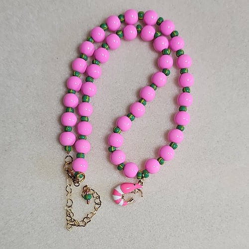Pink glass beaded necklace - beaded,