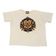 Vintage Single Stitch T Shirt Size L White Canderel Embroidered 80s Crest Sweet