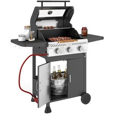 Outsunny 3 Burner Propane Gas BBQ Grill with See-through Lid and Thermometer