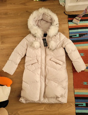 Real fur trim purple down long