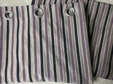 Stunning Plum Striped Polyester Lined Eyelet Curtains