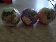 3x Gemstone Globe Paperweights