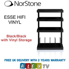 Norstone Esse Black With Black Glass Shelves Hi-Fi Rack Stand and Vinyl Storage
