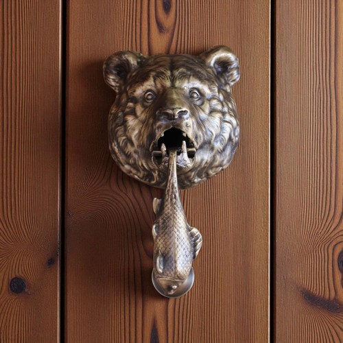 Large brass bear - bear, door