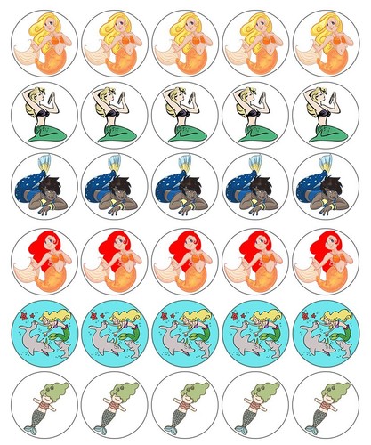 Mermaid cupcake toppers edible - cupcake,