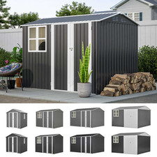 BIRCHTREE Garden Shed With Window Doors Outdoor Steel Apex Roof Tool Foundation