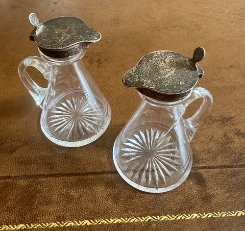 Pair antique silver whisky - of,