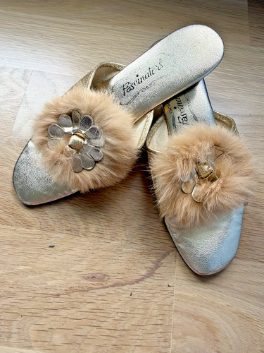 Antique gold slippers - antique, w/