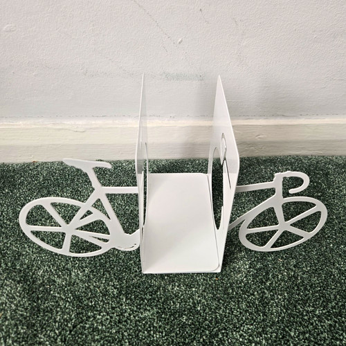 White metal bicycle - metal, bookends