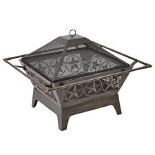 Log Burner Fire Pit Bowl with Mesh Lid Brazier Garden Patio