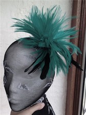 dark green black feather fascinator hair clip headpiece brooch wedding party