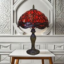Tiffany style 10" Red Table Lamp Stained Glass shade Antique Style Bulb E27