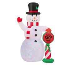6ft Snowman Disco Lights Stop Sign Christmas Inflatable Decoration - New Boxed