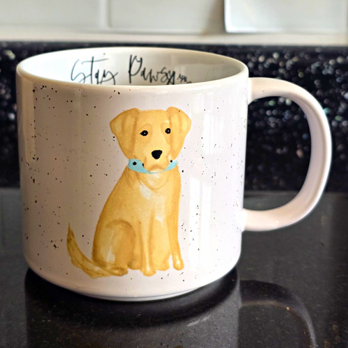 Yellow labrador dog stoneware - yellow,