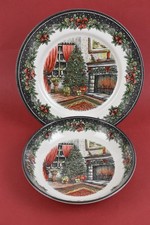 Pre-Loved Royal Stafford Pottery England Christmas Theme Design Plate & Bowl Set