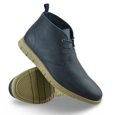 Mens Leather Walking Hiking Casual Chukka Desert Ankle Boots Trainers Shoes Size