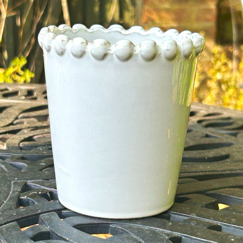 White ceramic round - ceramic, planter