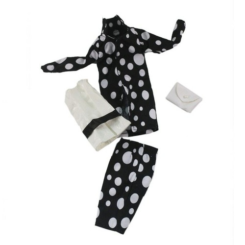 Black polka clothes set suit - black,
