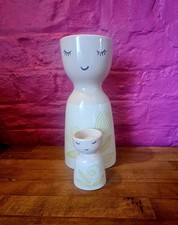 Next Ceramic Doll Vase Floral Pattern Simple Faced Vase & tea light holder VGC 