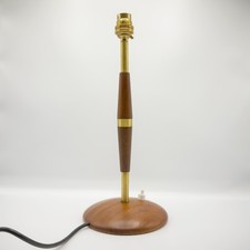 Vintage Mid 20th Century Continental Teak and Brass Table Lamp