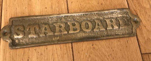 Vintage brass boat starboard - vintage, "starboard"