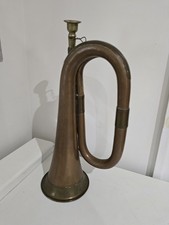 Vintage Copper and Brass Bugle Musical Instrument with Mouthpiece