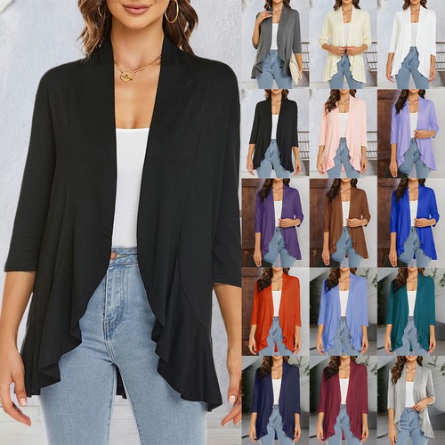 Womens ruffle cardigan tops - ruffle,