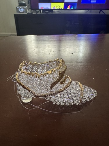 Vintage glass slipper crystal - slipper,