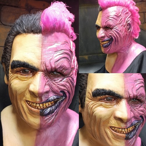 Two face latex mask harvey - face,