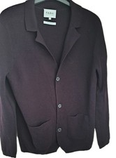 BNWOT Farhi by  Nicole Farhi, Mens Burgundy, Pure Merino Cardigan Size M 