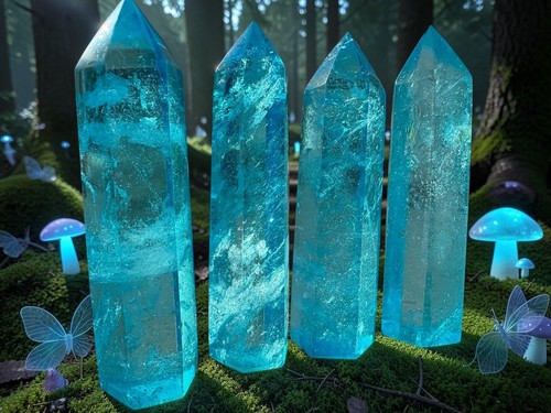 Blue aqua quartz tower crystal - blue,
