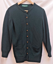 Woolovers Classic Vintage Ladies Cardigan Pure New Wool Bottle Green Small