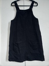 Monkl Black Denim Pinafore Dungaree Ladies Dress Size S Small 10