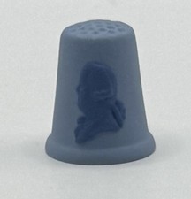 Vintage Wedgwood Jasperware Thimble, Bust of Josiah Wedgwood Dark Blue on Blue