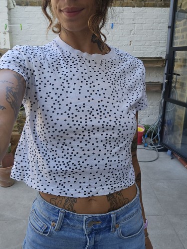 Box style cut crop top - box,