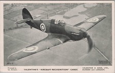 HAWKER HURRICANE VINTAGE VALENTINE'S AIRCRAFT RECOGNITION CARDS POSTCARD RAF