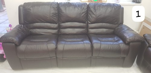 Dark brown leather seater - brown, 3