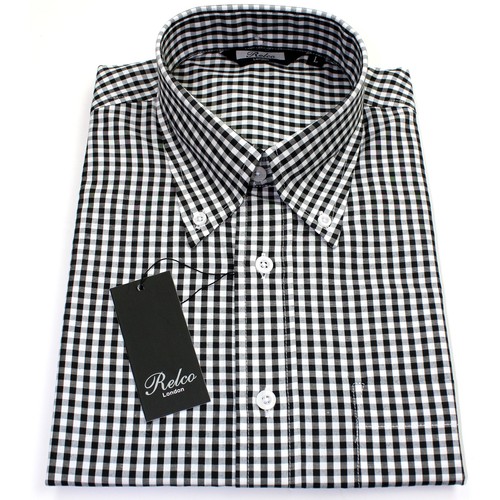 Relco mens black white gingham - black,