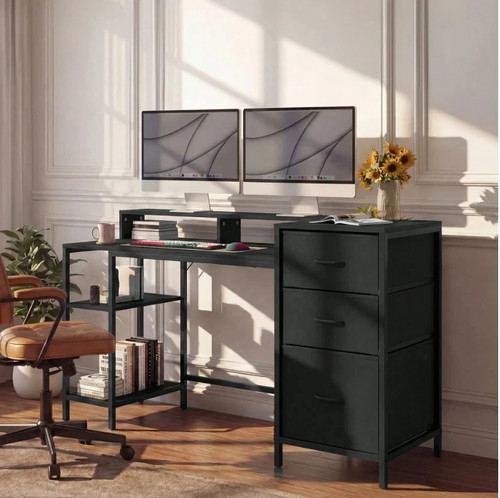 Computer desk with drawers - with, 3-drawers