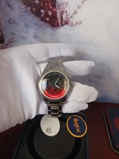 NIB Fossil Big Tic Watch Men Silver Tone Flame Animation JR-8115 New Batteries 